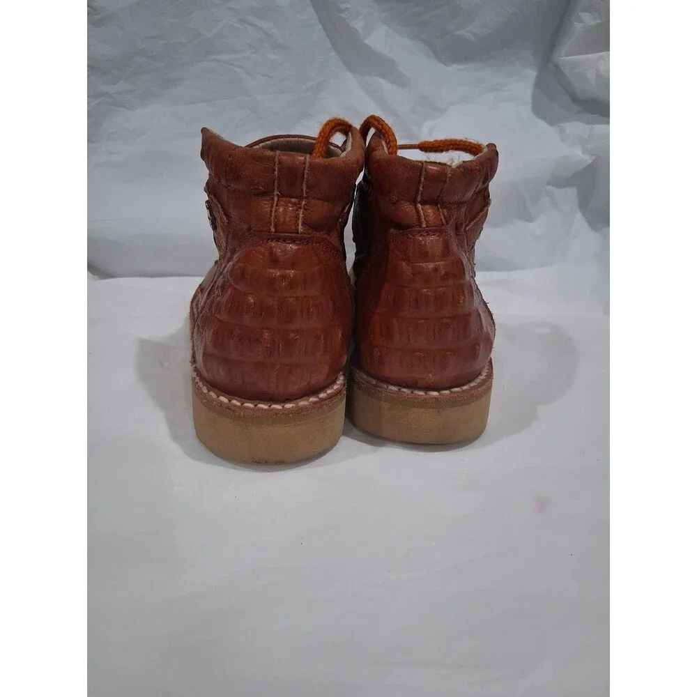 Vintage El Caporal Kids Leather Handcrafted Boots, Ostrich Crocodile Sz 1.5 Y